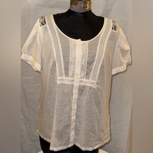American Eagle White Polka Dot Shirt